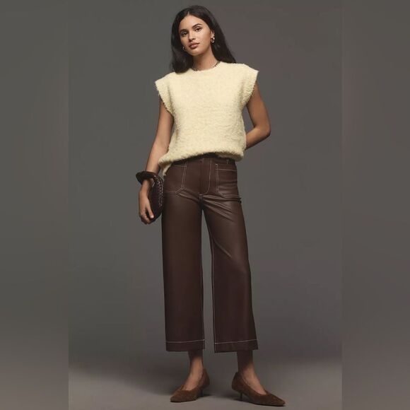 ❤️Chocolate Faux Leather Trousers / Sz. 30 - Picture 3 of 7
